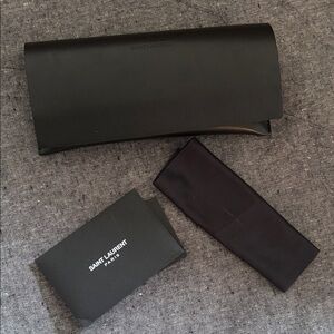 Authentic Saint Laurent Black Leather Sunglass Case